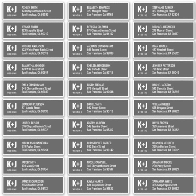 Pegatina Dirección de nombres de invitados modernos y Minim (Anverso)