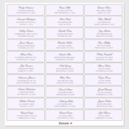 Pegatina Dirección de nombres de invitados morados. etiquet