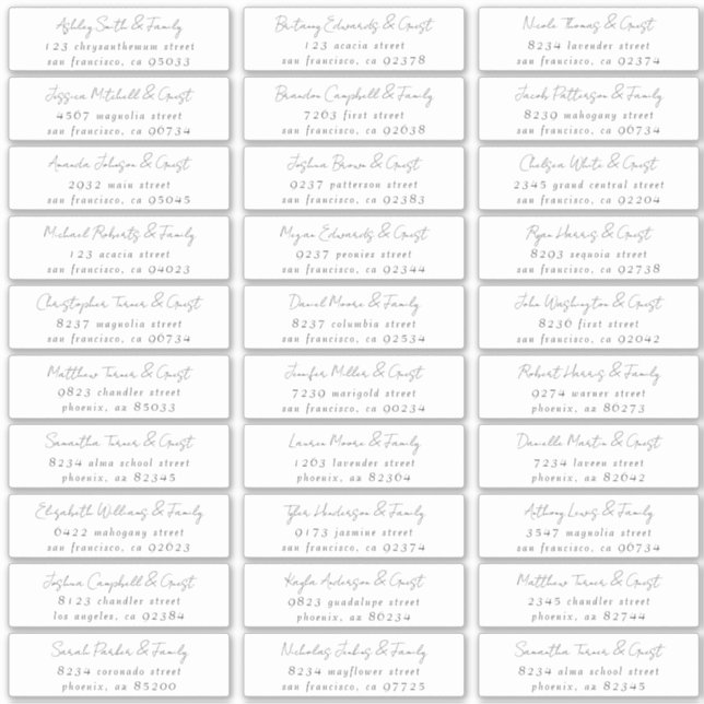 Pegatina Dirección de nombres de invitados sencillos de Bod (Anverso)