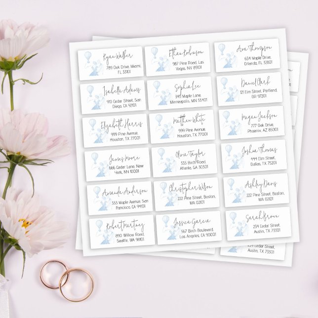 Pegatina Dirección De Retorno De Huéspedes Toile De Jouy Bl (Simple Script Wedding Guest Address Labels)