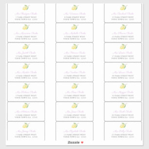 Pegatina Dirección de sobres para invitados Lemons Lavender