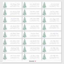 Pegatina Dirección de tarjetas de Navidades de árbol con de