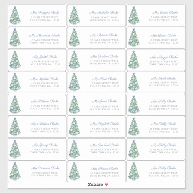 Pegatina Dirección de tarjetas de Navidades de árbol con de (Hoja)