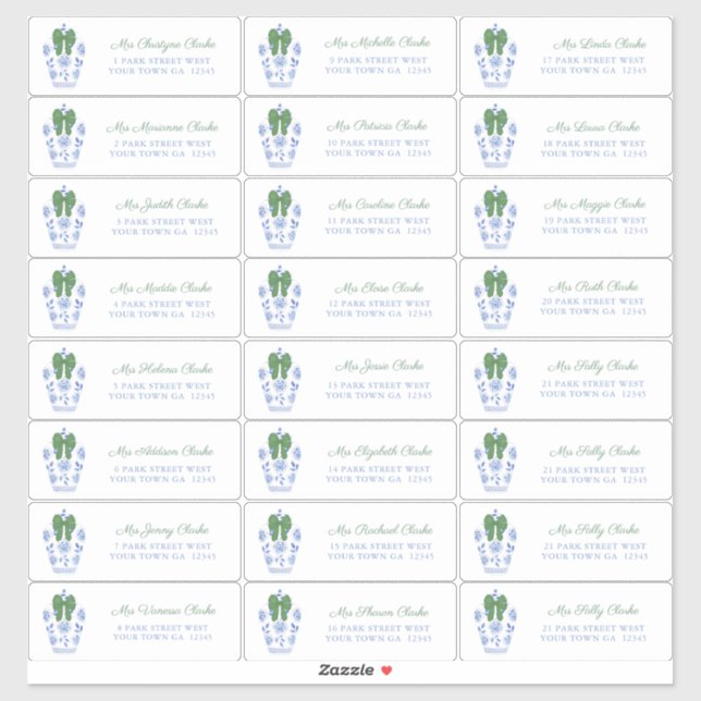 Pegatina Dirección de tarjetas de vacaciones de Moda Chinoi (Hoja)