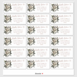 Pegatina Dirección del Boda Boho Dusty Pink Floral