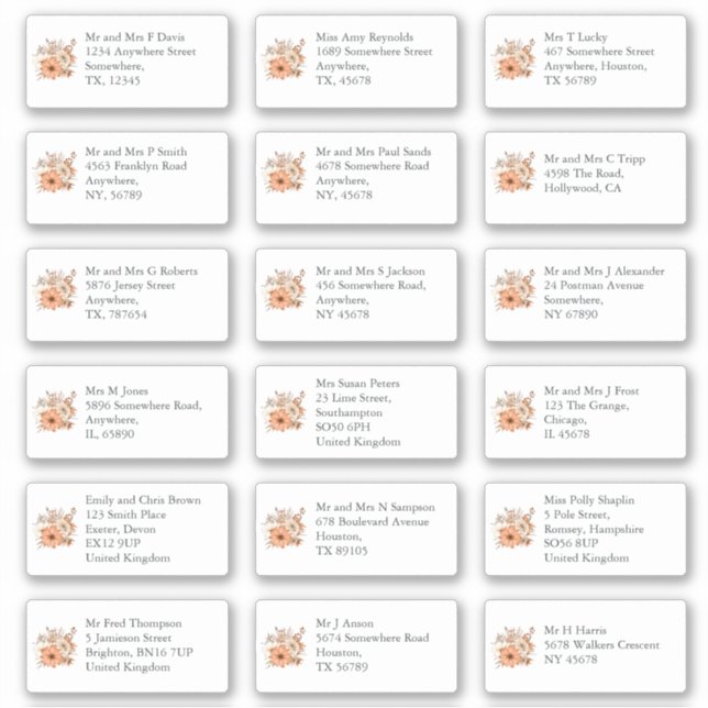 Pegatina Dirección del nombre del destinatario individual d (Anverso)