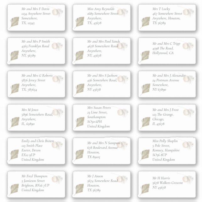 Pegatina Dirección del nombre del destinatario individual d (Anverso)