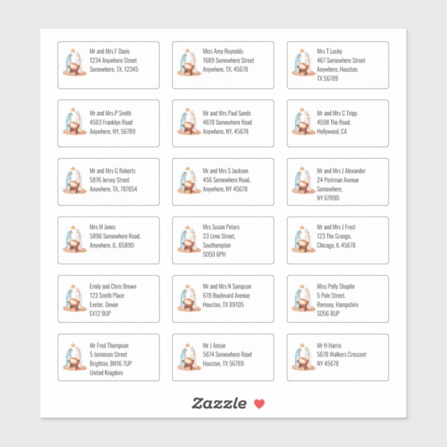 Pegatina Direcciones de nombres de destinatarios de Nativid (Hoja)