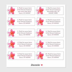 Pegatina Direcciones postales individuales Flor de Plumeria