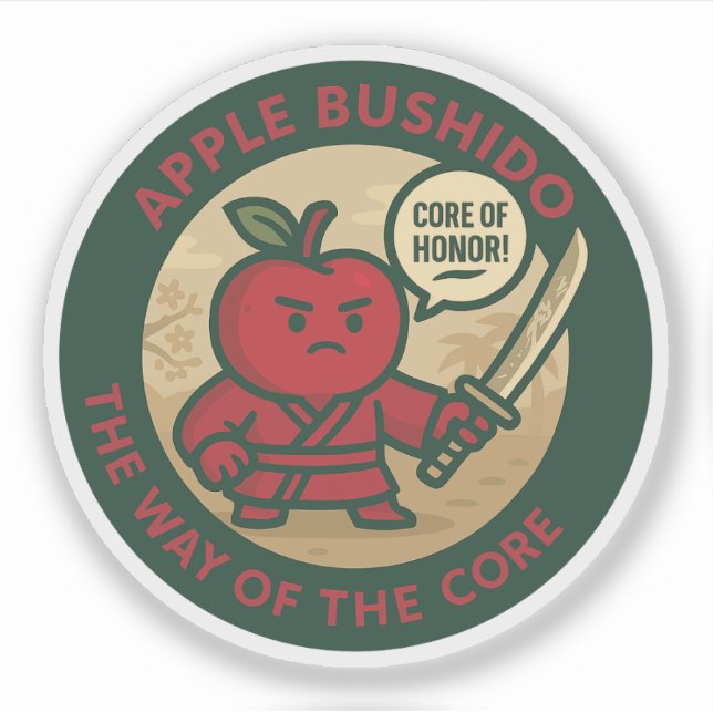 Pegatina Disciplina de Samurái de Manzana Juguetona  (Anverso)