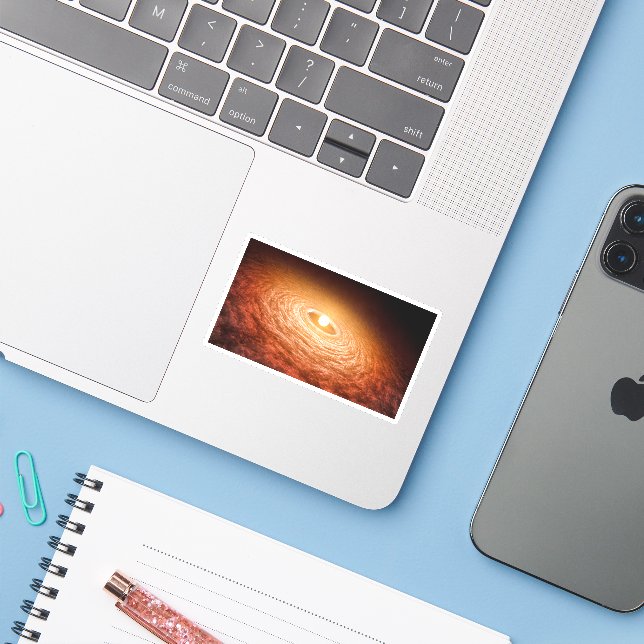 Pegatina Disco De Material Alrededor De Star Fu Orionis. (Ordenado portátil con iPhone)