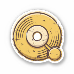 Pegatina Disco de vinilo dorado angustiado Música Q Logo Bú