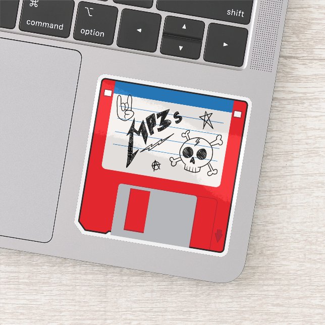 Pegatina Disco Floppy Retro MP3 Música (Detalle)