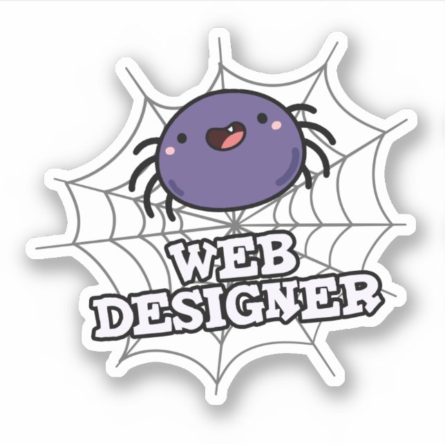 Pegatina Diseñador Web Funny Spider Pun (Anverso)