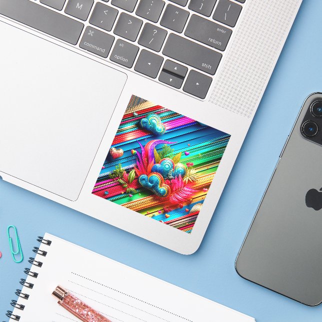 Pegatina Diseño abstracto (Ordenado portátil con iPhone)