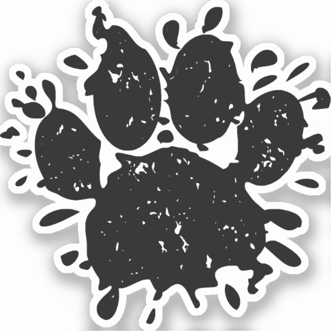 Pegatina Diseño angustiado Huella de perro con salpicadura  (Anverso)