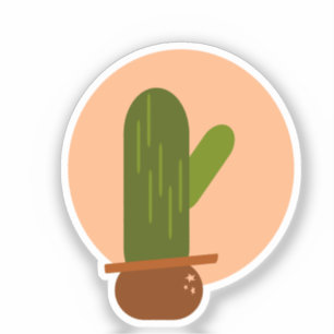 Pegatina Diseño bohemio moderno de cactus en maceta