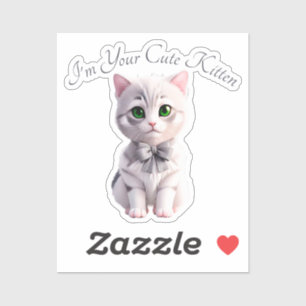 Pegatina Diseño con un lindo gatito gris