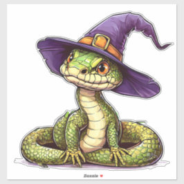 Pegatina Diseño cuadrado de dibujos animados de serpiente b