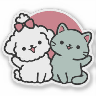 Pegatina Diseño 'Cuatro amigos reales para siempre' de gato