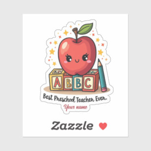 Pegatina Diseño de Apple para profesores de café editable