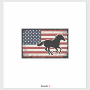 Pegatina Diseño de arte vectorial de caballo con bandera es