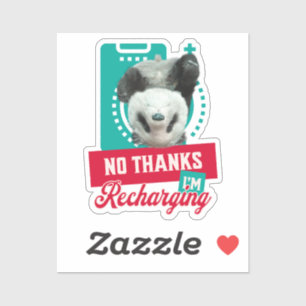 Pegatina Diseño de Batería Social Panda Agotado Introvertid