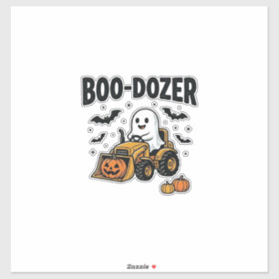 Pegatina Diseño de bulldozer fantasma de Halloween Boo-Doze
