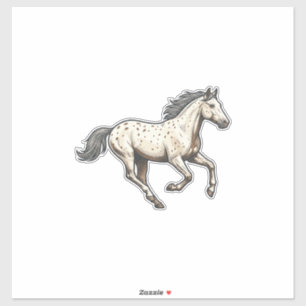 Pegatina Diseño de caballo Appaloosa corriendo grabado vint