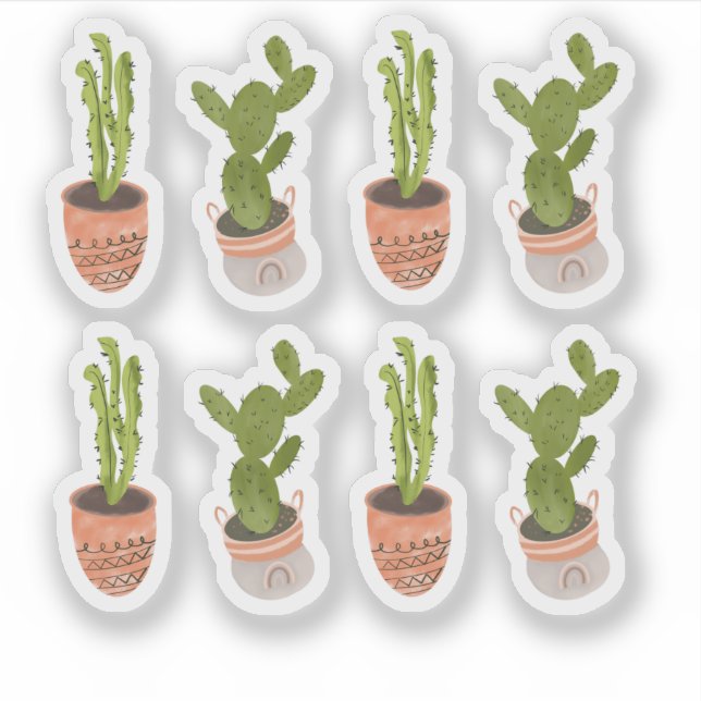 Pegatina Diseño de Cactus House Hand Drawn (Anverso)
