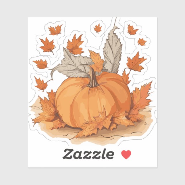 Pegatina Diseño de calabaza y hojas (Hoja)