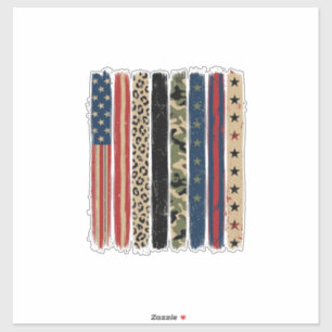 Pegatina Diseño de camisa a rayas camuflaje leopardo patrió