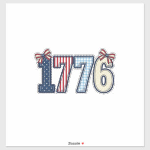 Pegatina Diseño de camisa con cinta patriota vintage 1776_1