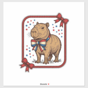 Pegatina Diseño de camisa de corbata de lazo de capibara pa