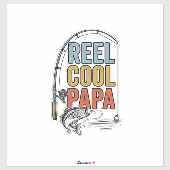 Pegatina Diseño de camisa de pesca Reel Cool Papa_1 (Hoja)