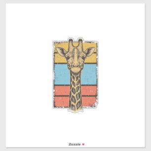 Pegatina Diseño de camisa de rayas retro de jirafa grabada 