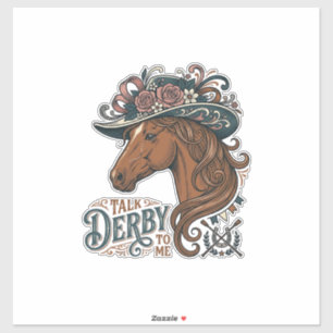 Pegatina Diseño de camisa de sombrero floral de caballo Der