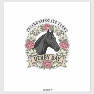 Pegatina Diseño de camisa floral de caballo del día del Der