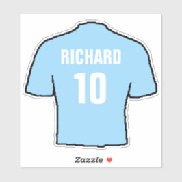 Pegatina Diseño de camisas de fútbol en azul cielo claro.