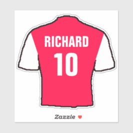 Pegatina Diseño de camisas de fútbol en blanco y rojo.