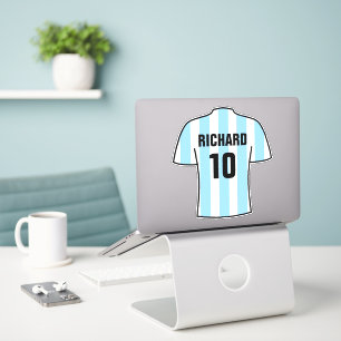 Pegatina Diseño de camisas de fútbol en franjas azul claro