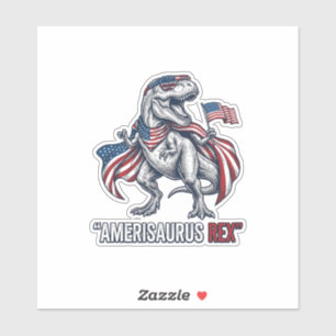 Pegatina Diseño de camiseta blanca Patriótico T-Rex Amerisa