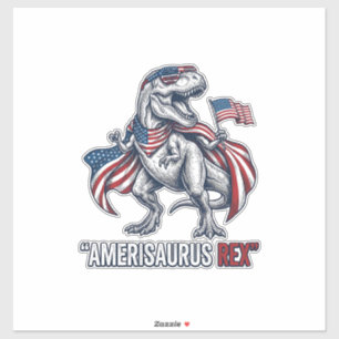 Pegatina Diseño de camiseta blanca Patriótico T-Rex Amerisa