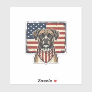 Pegatina Diseño de camiseta con bandera de perro boxer patr