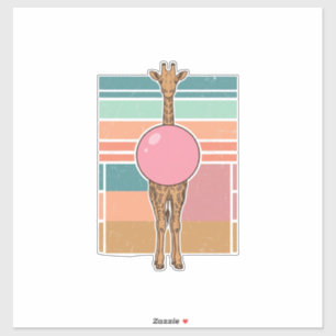 Pegatina Diseño de camiseta con grabado de chicle de jirafa