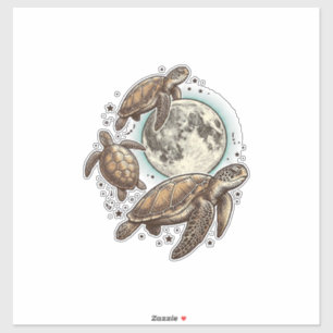 Pegatina Diseño de camiseta con grabado de tortuga marina d