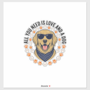 Pegatina Diseño de camiseta con huella de pata de retriever