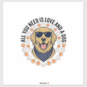 Pegatina Diseño de camiseta con huella de pata de retriever