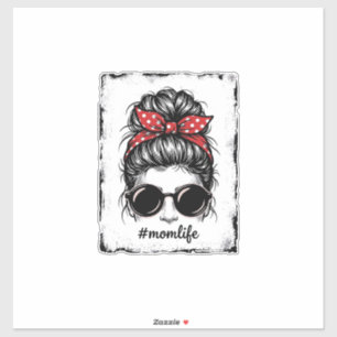 Pegatina Diseño de camiseta con pañuelo de pelo despeinado 