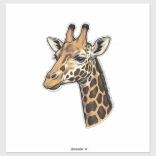 Pegatina Diseño de camiseta con retrato de jirafa de grabad